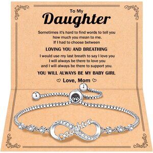 Infinity Love Heart Bracelets for Women with Cubic Zirconia, Adjustable Up to 9